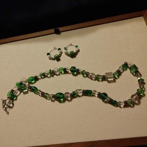 Vintage Glass Bead Necklace & Earrings